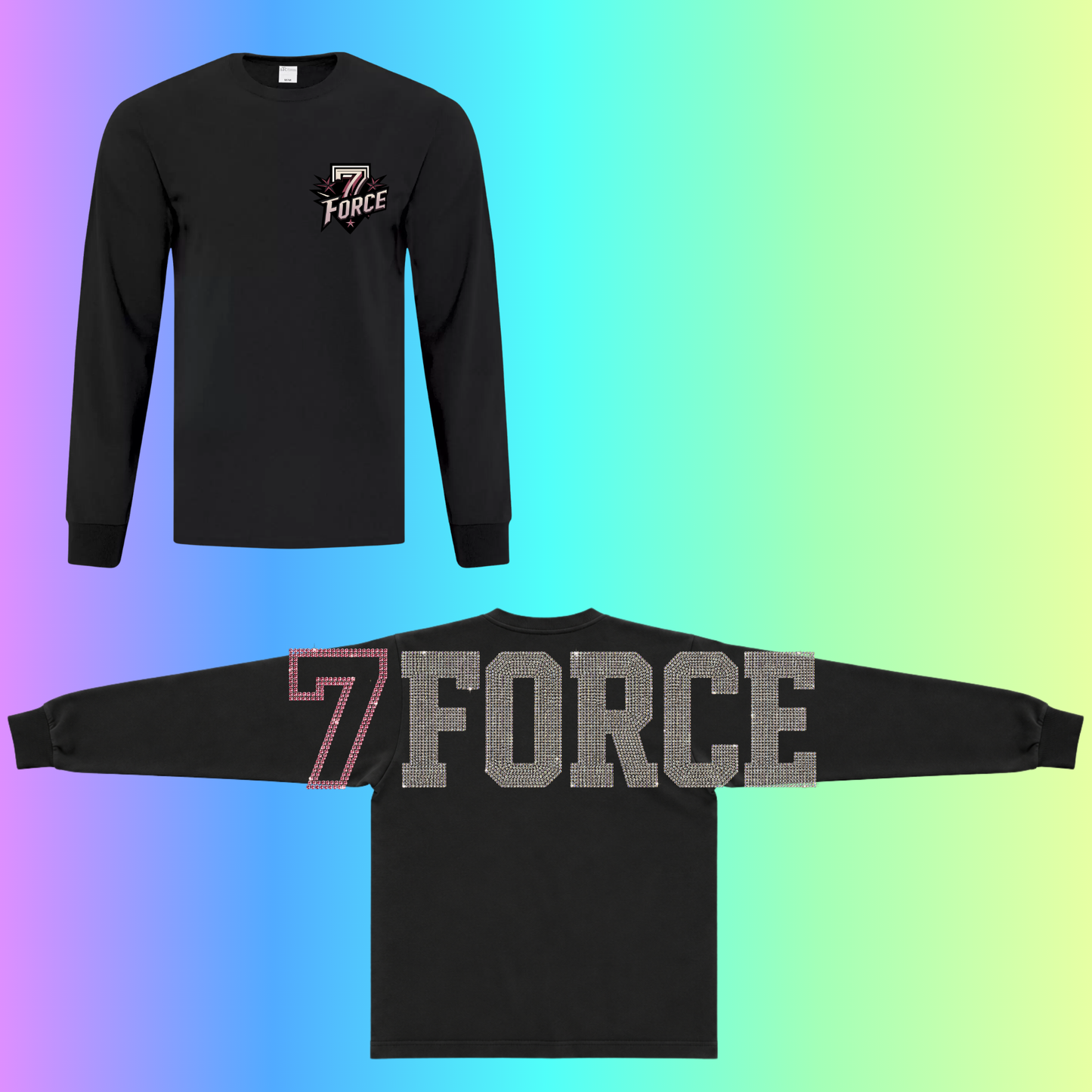 7Force - Deisgn club manche longue en rhinestone