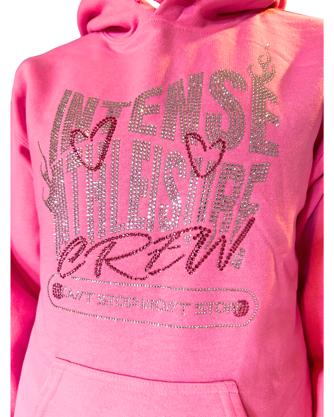 Hoodie Intense Crew rhinestones rose